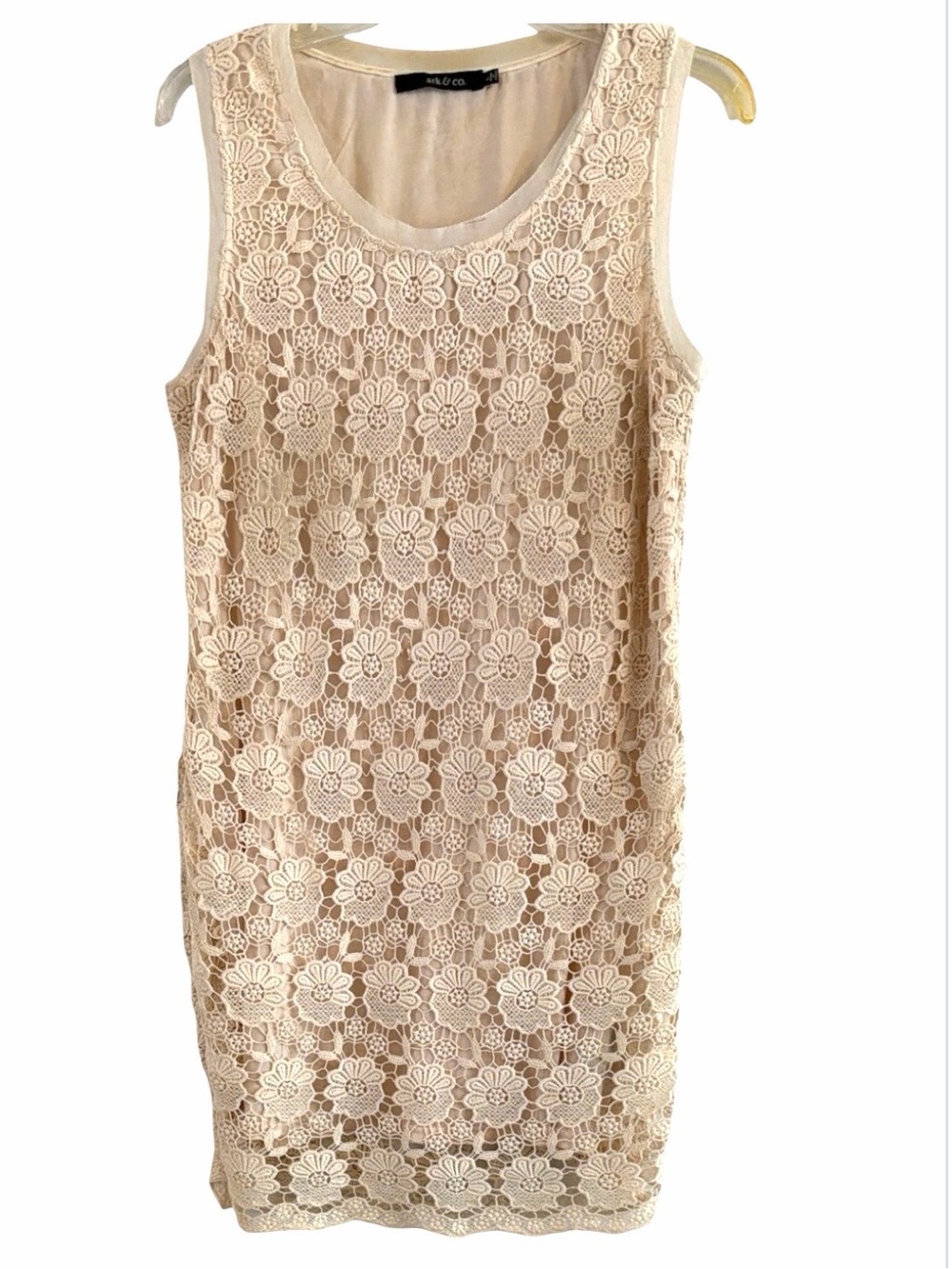 Ark & Co Cream 100% Cotton Daisy Crochet Lace Shift Dress Bridal Shower L